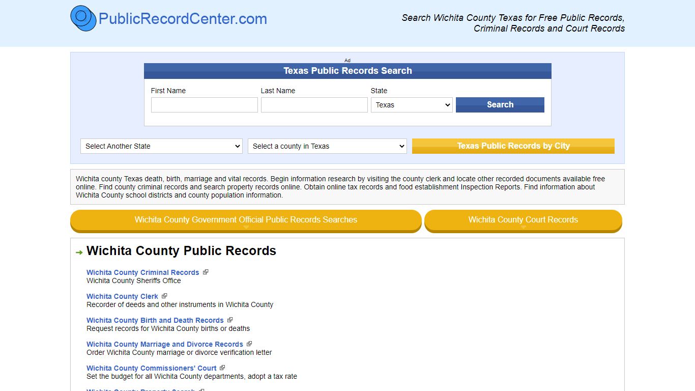 Wichita County Texas Free Public Records - Court Records ...